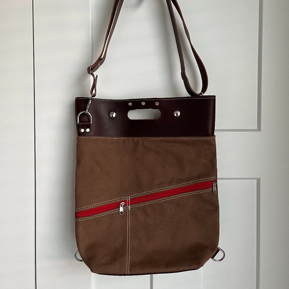 XOBruno Alvar Convertible Tote Backpack Bag Leather and Canvas - Picture 1 of 6